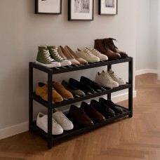 Neo 3-Tier Bamboo Shoe Rack Stand Natural Wooden Shoe Storage Shelf for Hallway Bedroom Bathroom